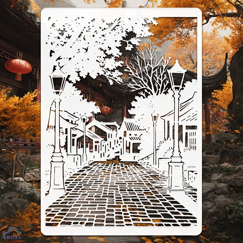 A4 29 *21cm retro street pattern DIY Stencils Wall Painting Scrapbook Coloring Embossing Album Decorative Paper Card Template,