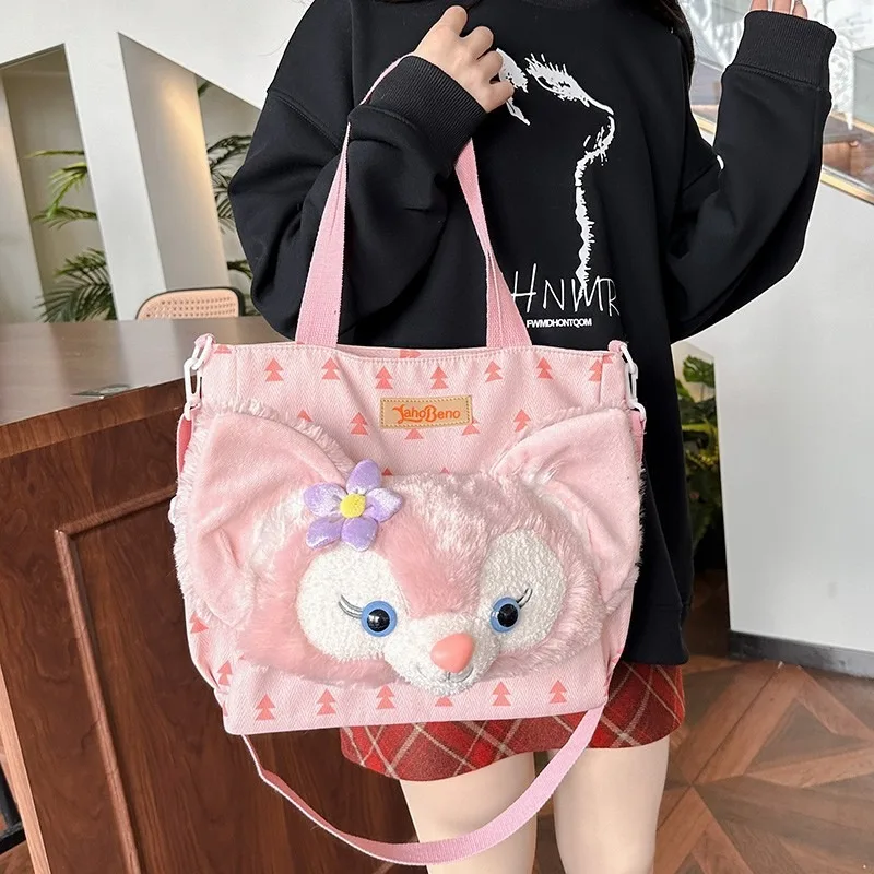 Disney New Girls School Bag Big Head Backpack Plush Fox Cartoon Versatile Cute Duffy Lina Belle Backpack Gift