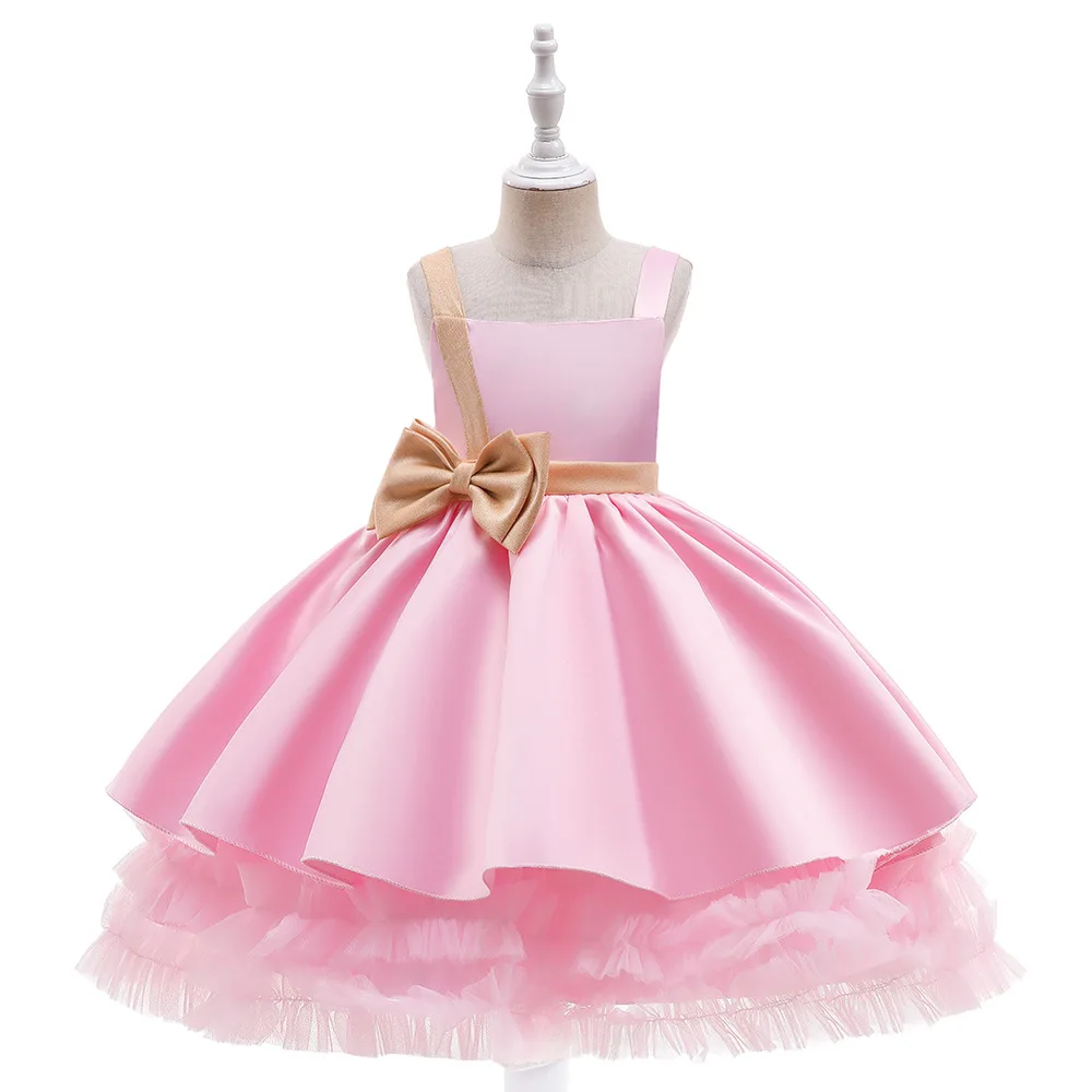 New 2023 Carnival Fashion Children Clothes Solid Formal Evening Party Dress For Girl Tutu Princess Costume For Kids 3-10 Year