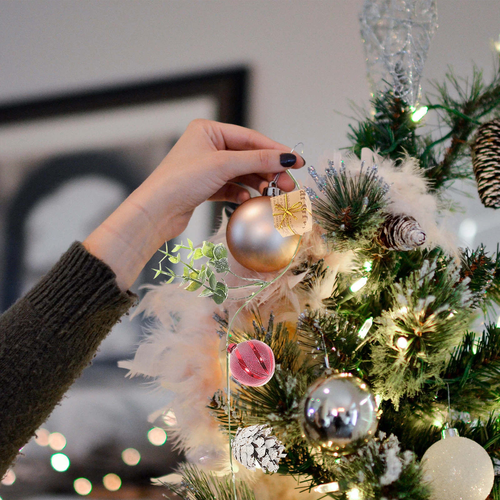 

Christmas Tree Ball Light Bar Ornament Decorations Plastic Garland Fireplace Lights
