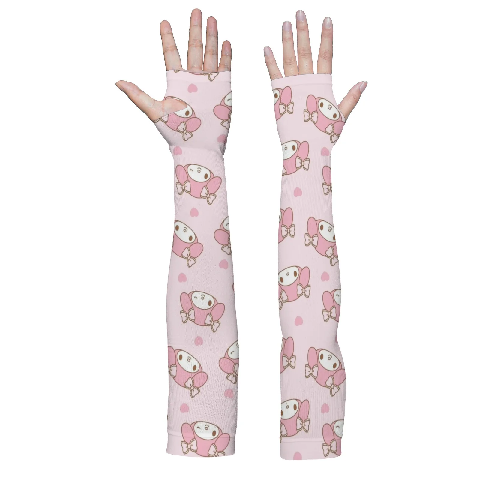 My Melody Kawaii Manchons de jardinage – Protection UV respirante en soie glacée rose pour un jardin élégant et confortable et les aventures en plein air