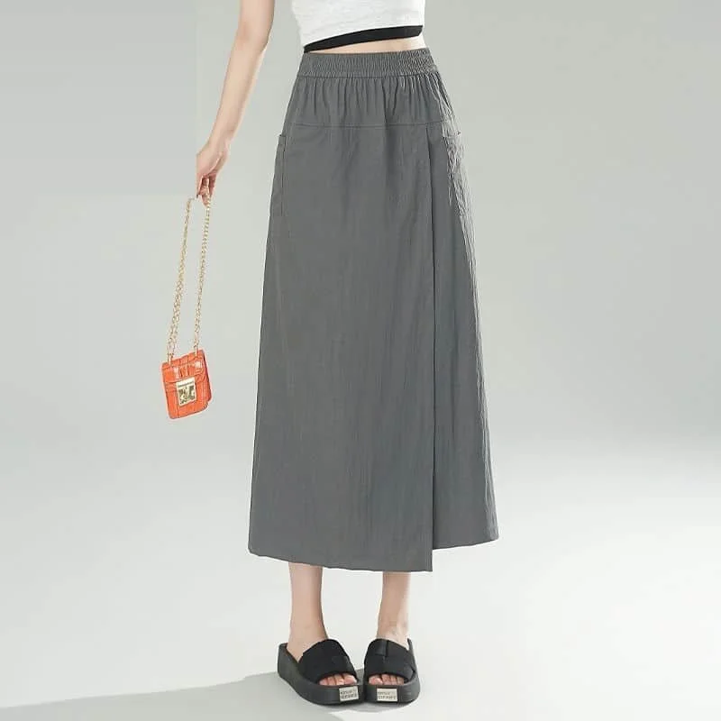 

Parachute Pants for Women Vintage Harajuku Korean Style Solid Elastic Waist Culottes Loose Women Clothing Casual Cropped Pants