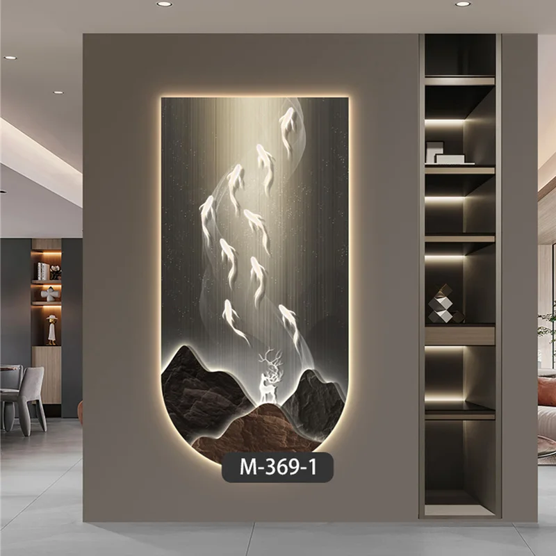 

Modern Sculpture Mountain Range Abstract Modern Crystal Porcelain Painting with LED for Home Decoration