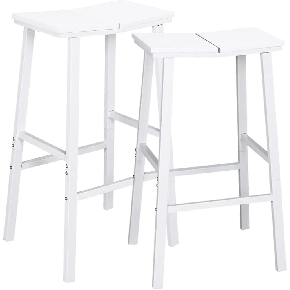 Saddle Bar Stool Set of 2 Backless Kitchen Counter Stools Ergonomic Footrest Bar Height Stools Stable Design Easy Clean Dining