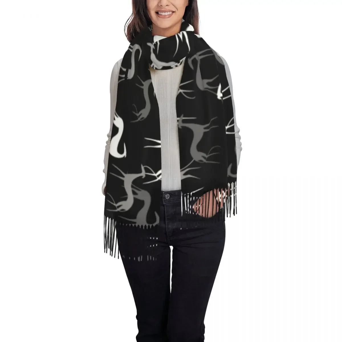 Custom Cute Sighthounds Scarf Wrap Women Long Winter Warm Tassel Shawl Unisex Greyhound Whippet Dog Scarves