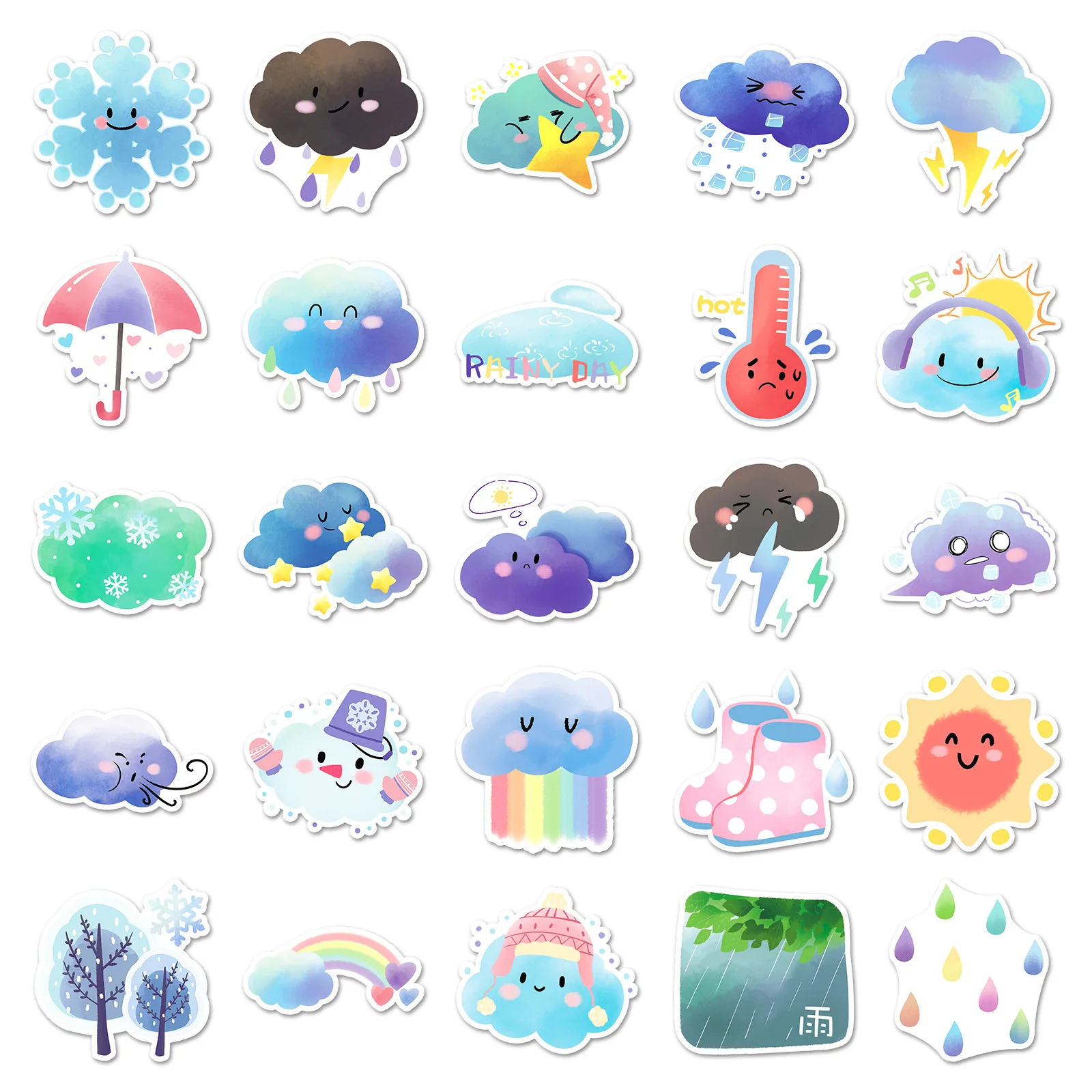 10/30/50/100pcs Weather Graffiti Sticker Cartoon Creativity Decal For Guitar Fridge Notebook Water Bottle Waterproof Sticker