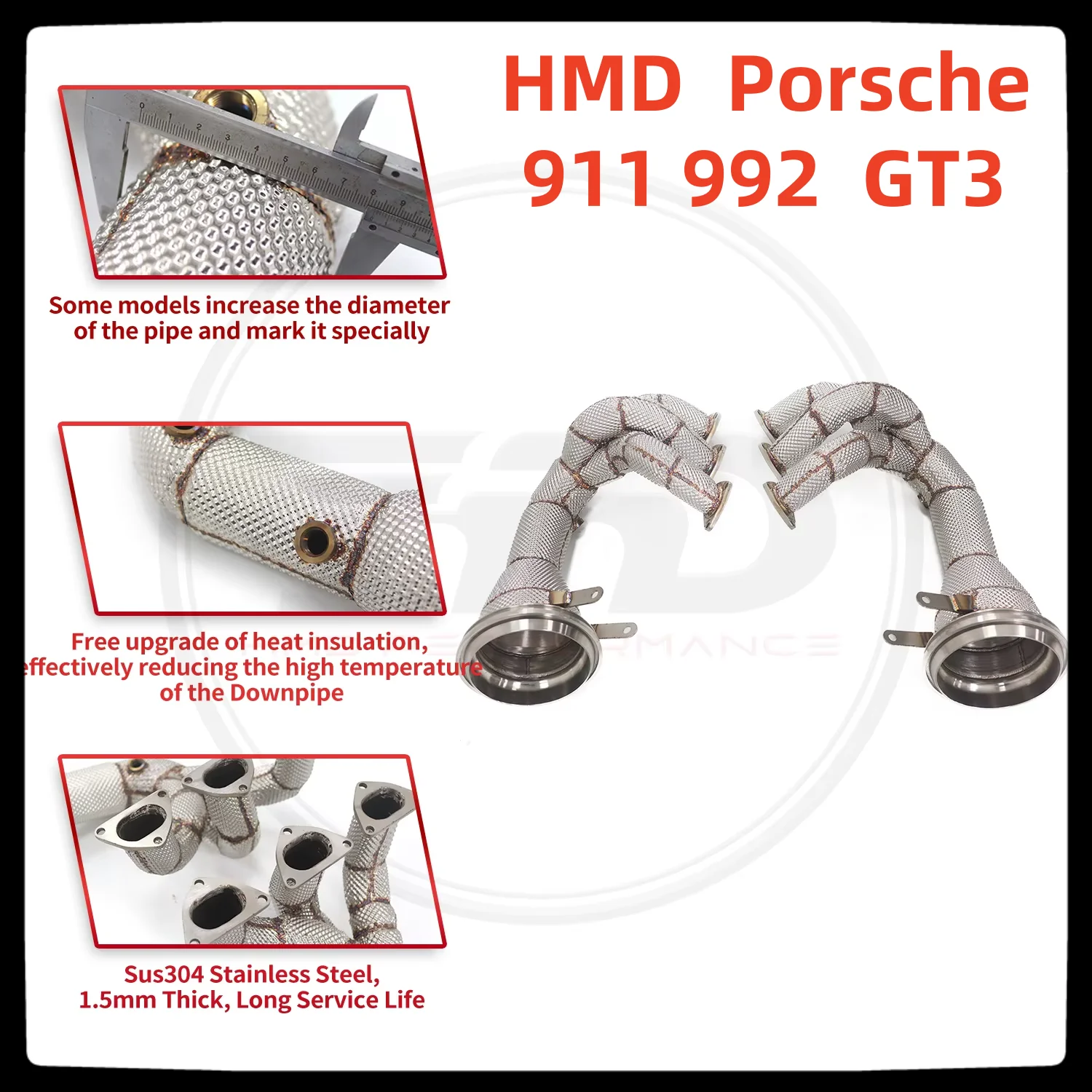 HMD Hot Sale High Flow Performance Headers for Porsche 911 992 GT3  Manifold With Heat Shield