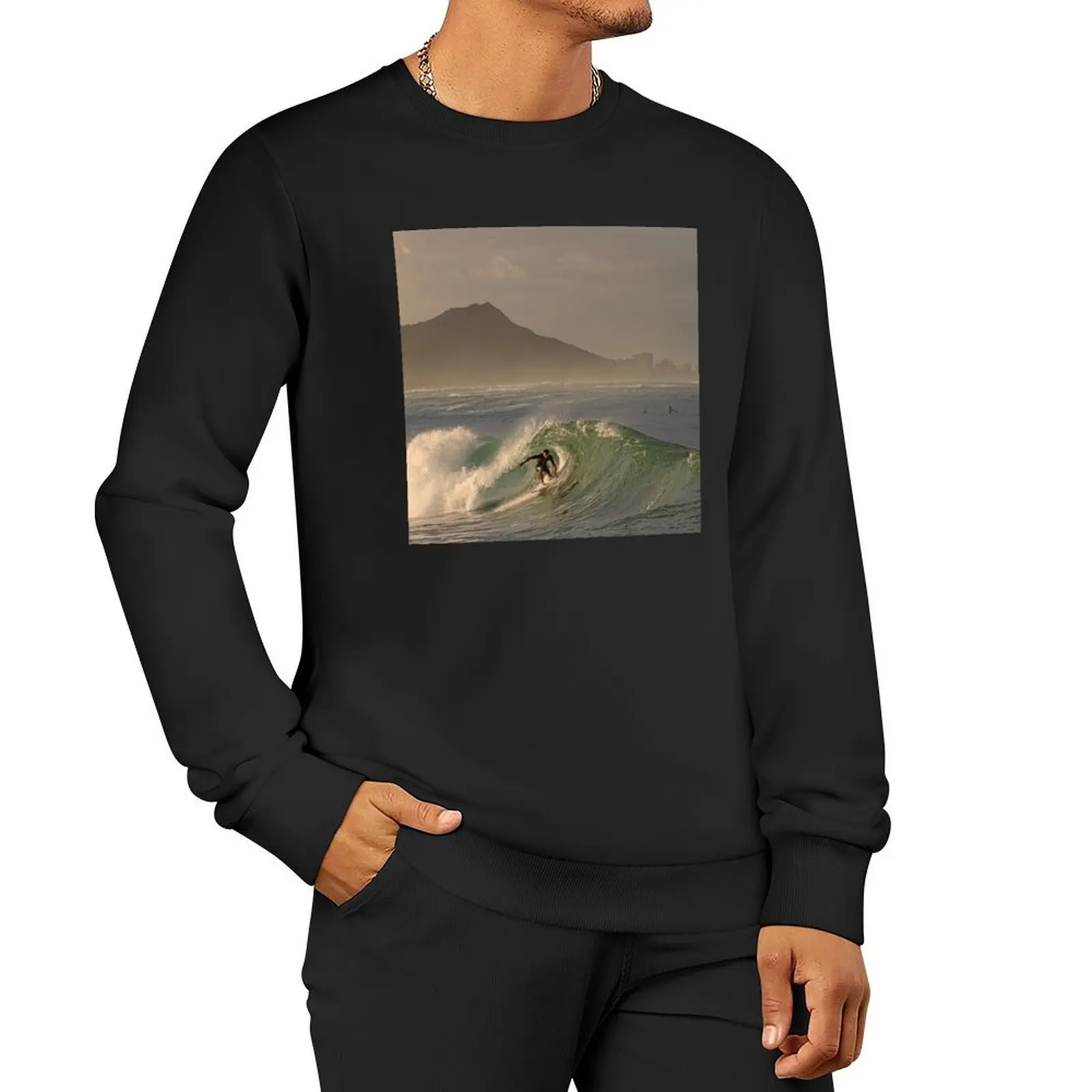 Surfing At Ala Moana Bowls Pullover Hoodie autumn jacket men mens clothing men's clothes tracksuits men's sweatshirts