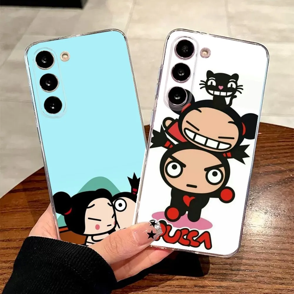 Cartoon P-Pucca Garu  Phone Case For Samsung Galaxy A71,70,52,51,40,31,50,30S,21S,Note20 Transparent Cover