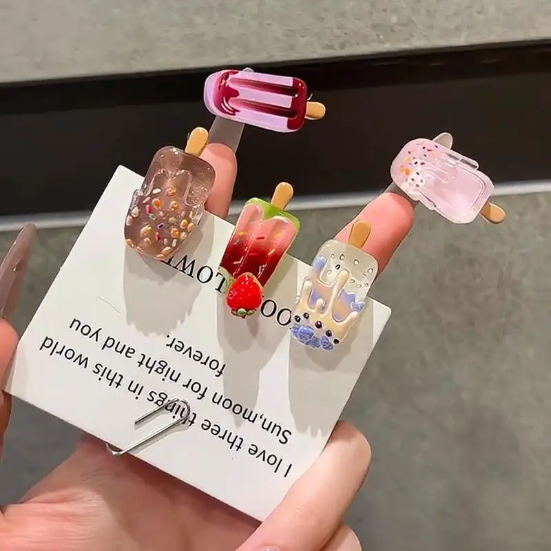 Sweet Ice Cream Popsicle Hair Clips 5 Pieces Cute Non-slip Hair Accessories for Kids Girls Birthday Party Gift Ideas