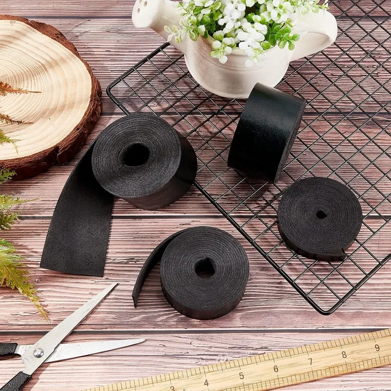 1Roll Black Leather Strap 0.5 Inch Wide 79 Inch Long Lychee Pattern Leather Belt Strips Wrap Single Sided Flat Cord for DIY