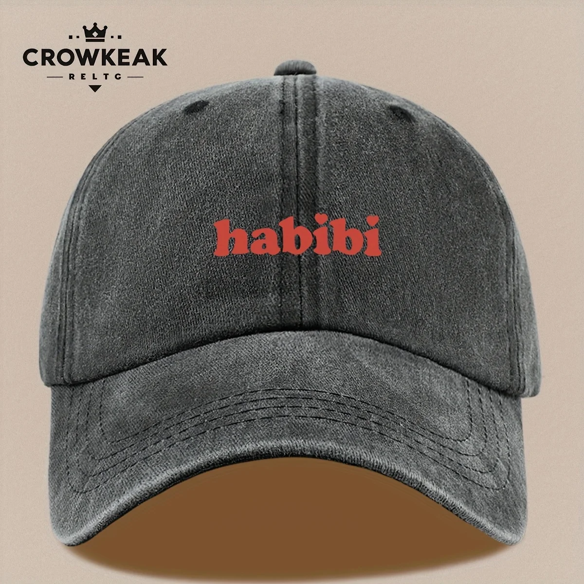 1pc 1pcs 1pc "Habibi" Arabic/Latin Love Phrase Print Vintage Cap - Adjustable Snapback, Lightweight Breathable Hat Suitable for view 3