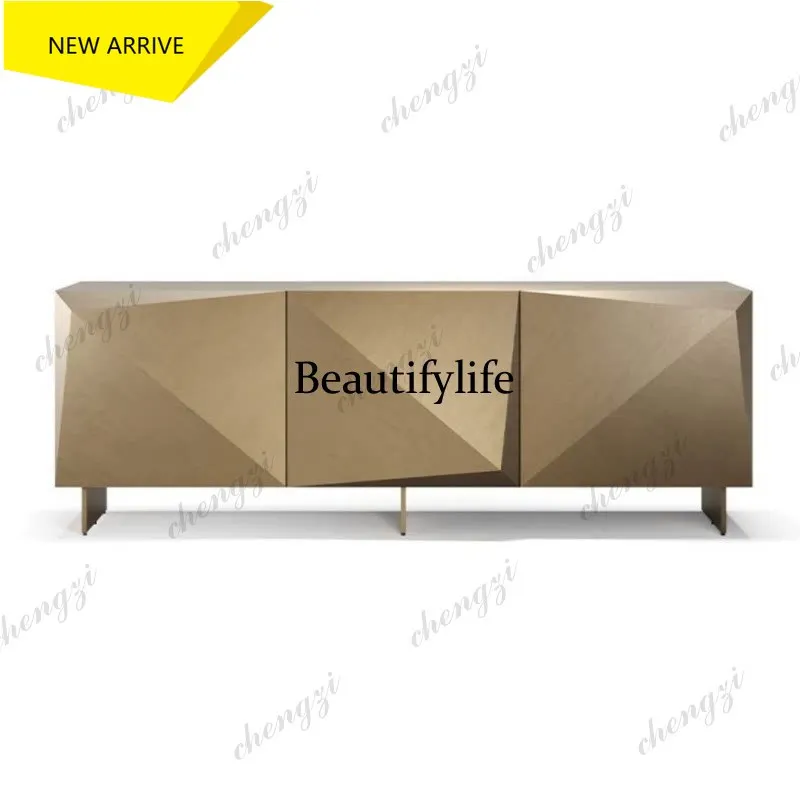 D132 Modern Entrance Deck Geometric Section Wooden Entrance Cabinet Floor-to-ceiling Locker Edge Cabinet