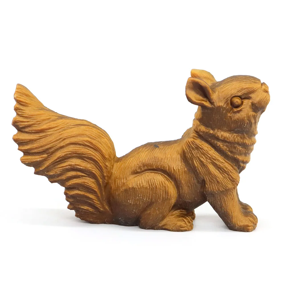 

3.3" Squirrel Statue Natural Gemstone Yellow Tiger Eye Hand Carved Reiki Healing Stone Animal Figurine Crafts Home Decoration
