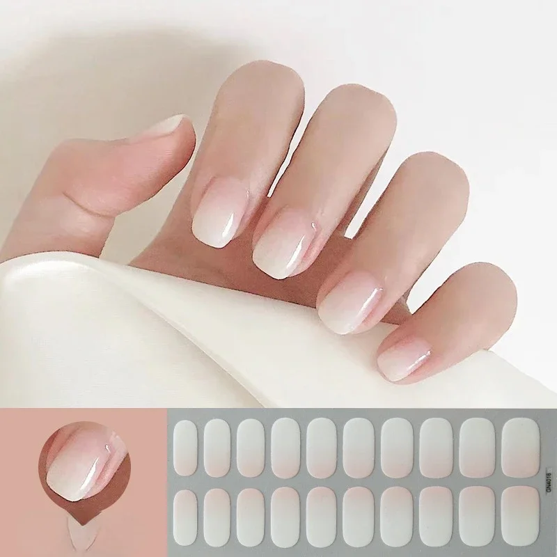 French Manicure Wholesale Full Waterproof Adhesive Solid Color Nail Stickers For UV Lamp Nail Art Decorations