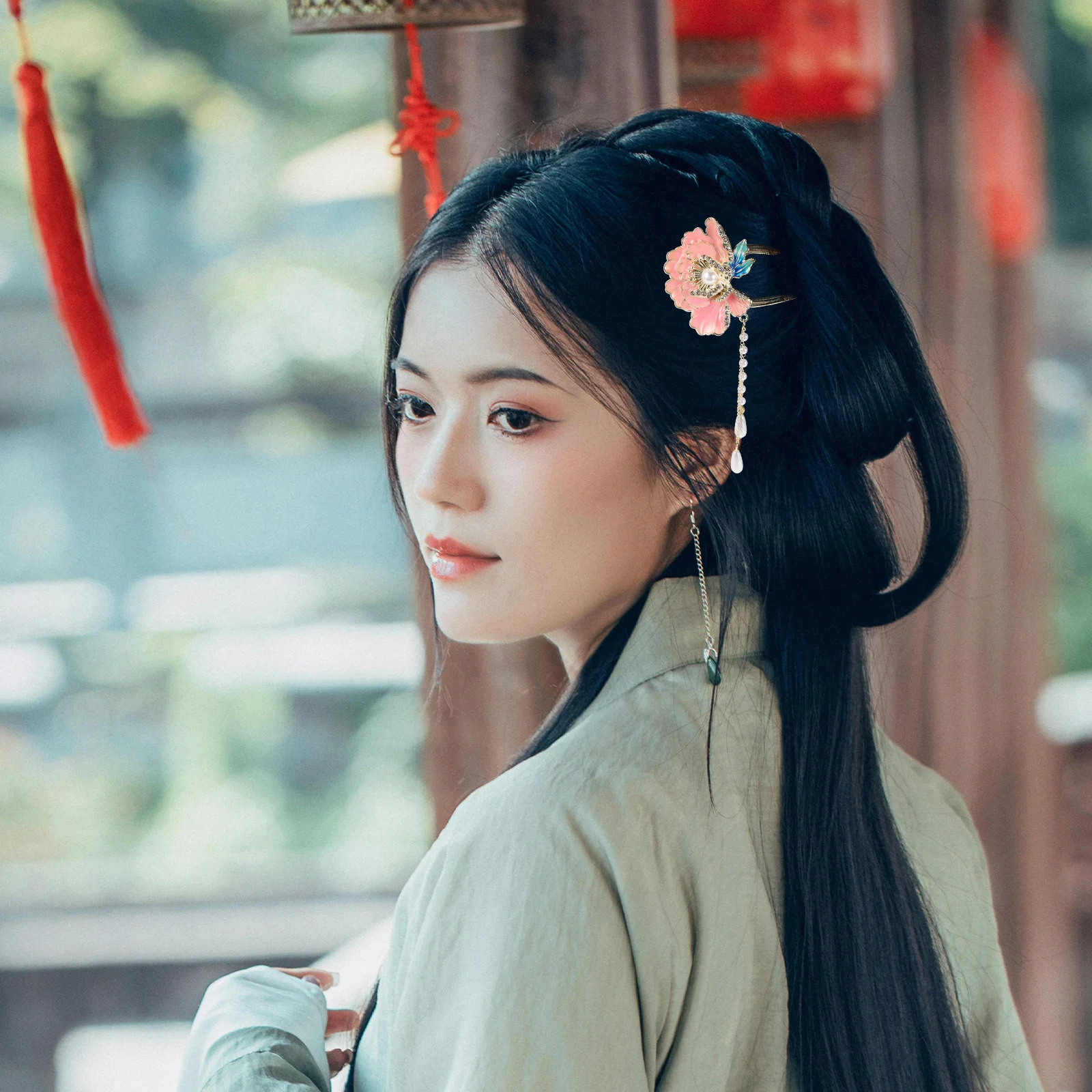 

Изысканная U-образная эмалевая заколка для волос с цветочным узором в классическом китайском стиле, винтажное украшение для волос для женщин, для свадеб и банкетов