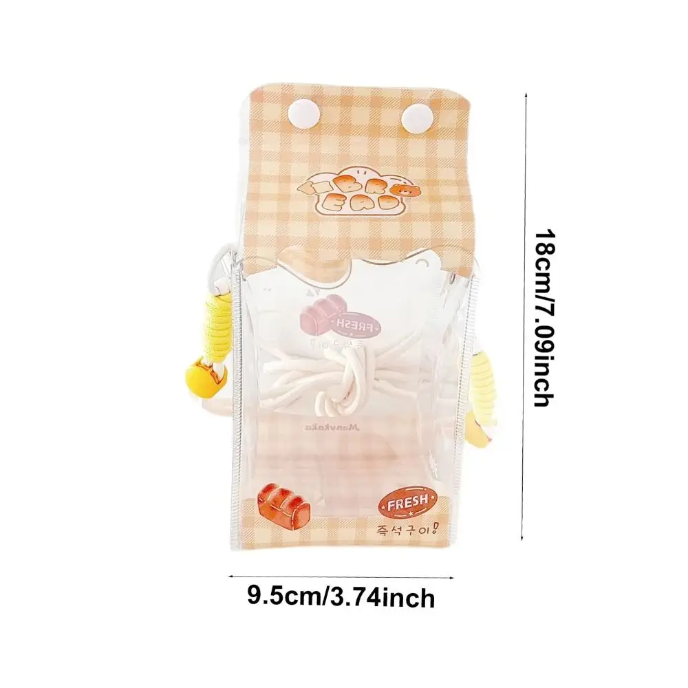 Kawaii Cute Milk Doll Display Bag Transparent Crossbody Doll Carrying Case Zipper With Lanyard Storage Bag Doll Coin Purse