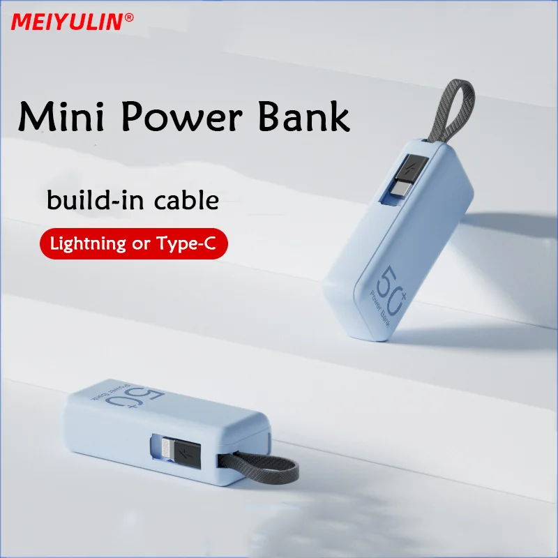 5000mAh Mini Power Bank พร้อม Type-C ภายนอกอะไหล่แบตเตอรี่ FAST CHARGE แบบพกพาขนาดเล็ก Powerbank สําหรับ iPhone Samsung Xiaomi