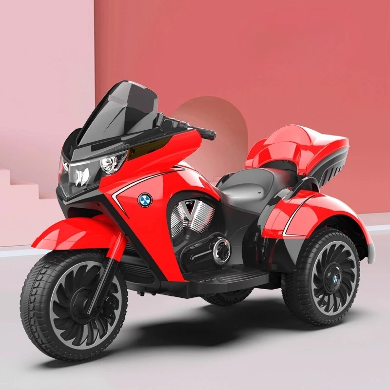 Children’s Electric Motorcycle Large Three-Wheel Ride-On Bike, Rechargeable Battery, Safe Axle Distance, Thickened Body