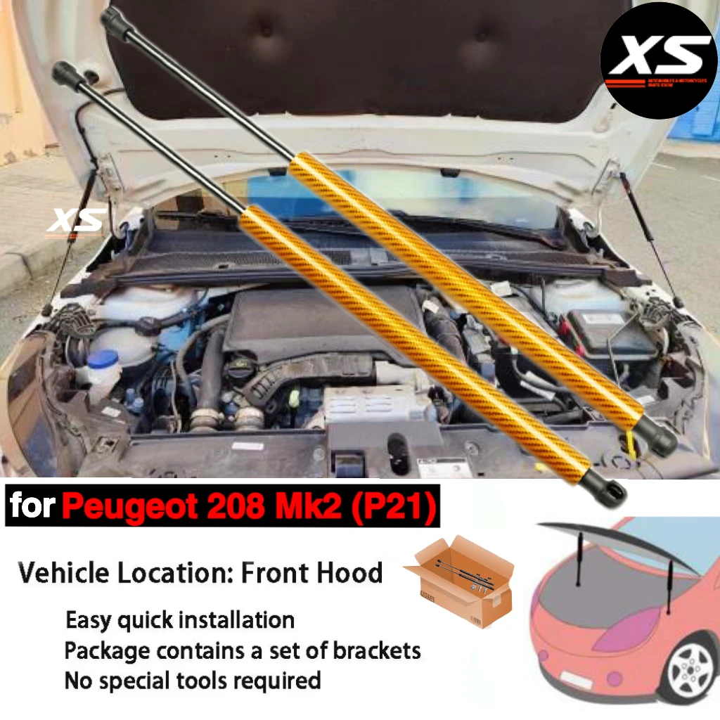 Hood Dampers for Peugeot 208 Mk2 P21 2019-2022 2023 2024 Bonnet Modify Gas Struts Spring Lift Support Prop Rod Shocks Absorber