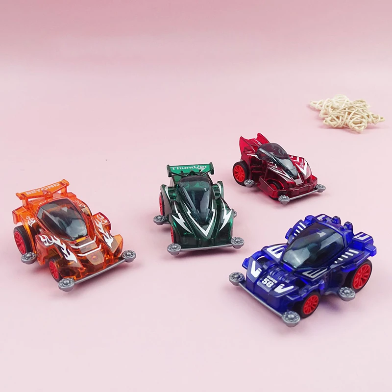 5Pcs Kids Mini Transparent 4WD Racing Car Funny Pull Back Color Rebound Car Toys Children's Small Toy Car Holiday Birthday Gift