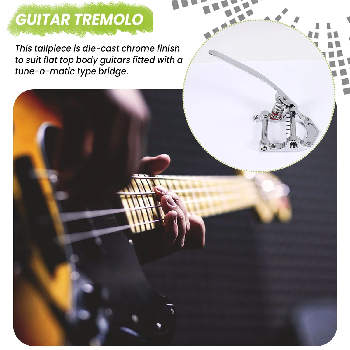 Guitarra Vibrato Cordal Tremolo Cuerpo Superior Plano Unidad Tremolo Puente Vibrato para Guitarras Eléctricas Tele, SG, LP, ETC (Plata)