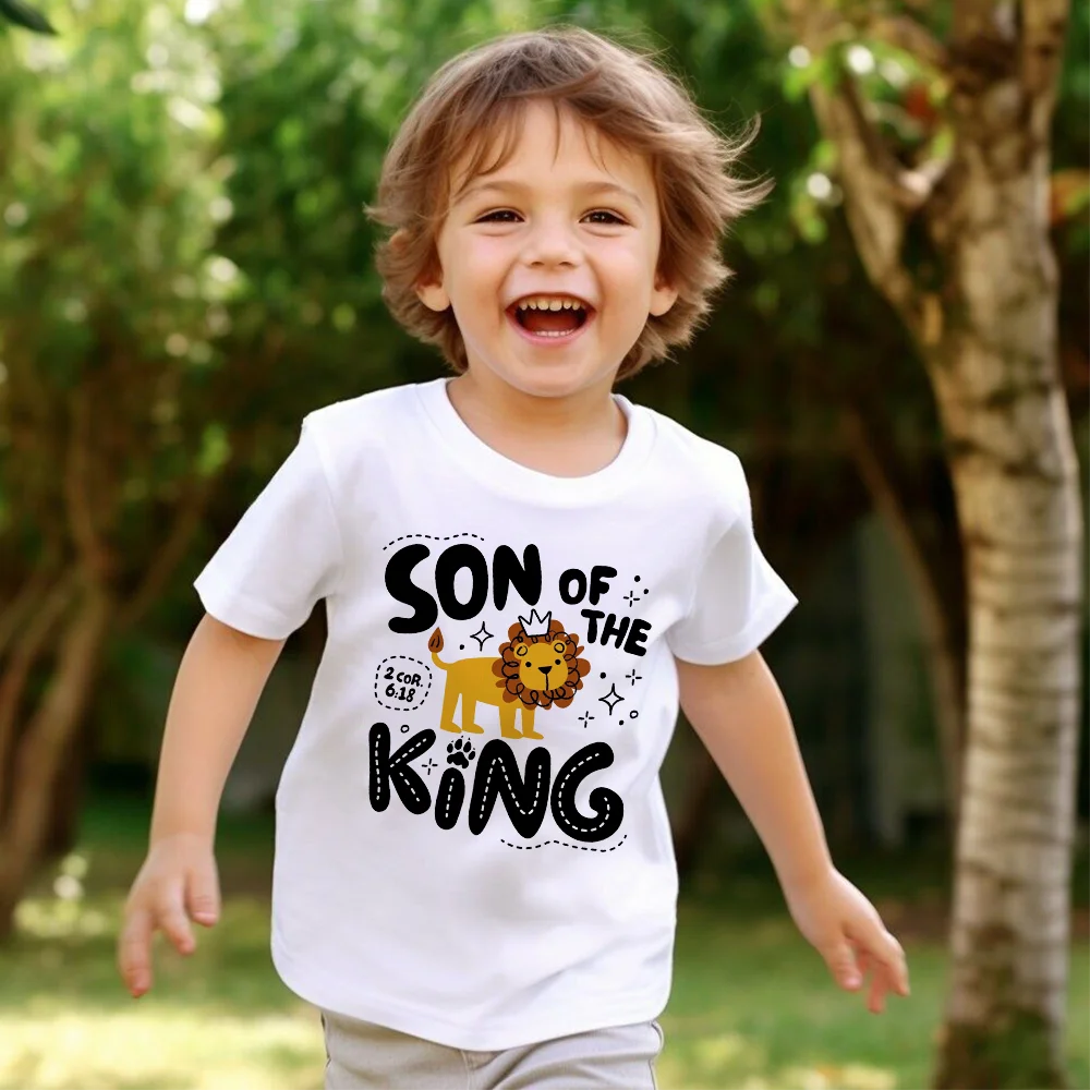 

Son of The King Printed Kids Shirt Children Summer T-shirt Tops Boys Girls Short Sleeve Tshirt Outfit Funny Toddler Clothes Tee