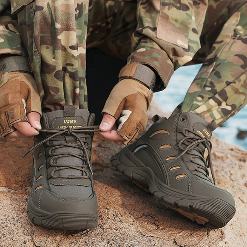 YRZL Men's Hiking Boots Winter Waterproof Thermal Shoes Non Slip Outdoor Work Boots Big Size Anti Cold Plush Boots Lightweight