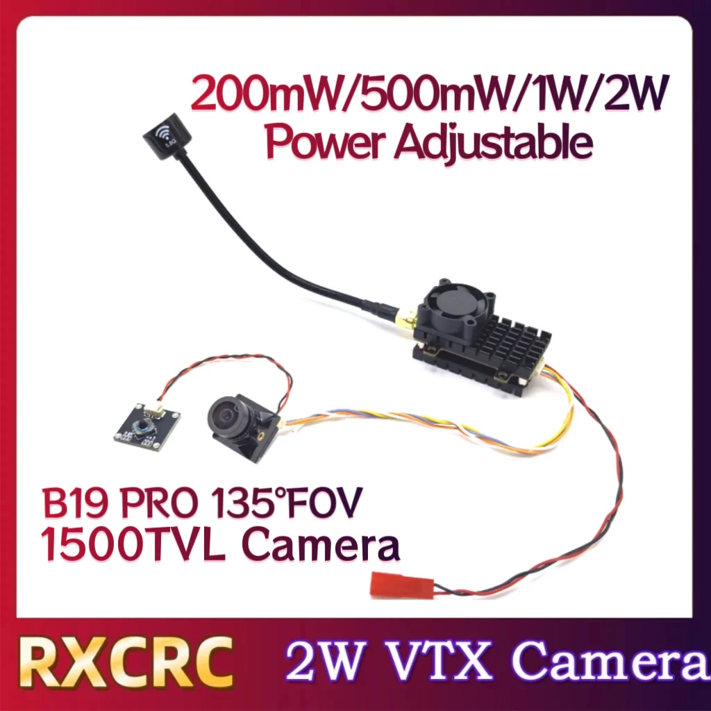 RXC 5.8G 2000mW VTX Video Transmitter B19 PRO 1500TVL night vision Camera FOV 135° Suit for RC FPV Long Range Fixed-wing Drones.