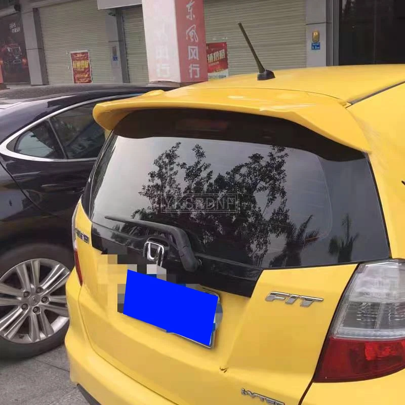 For 2008-2013 Honda Fit jazz Spoiler High Quality ABS Material Car Rear Wing Primer Color Rear Spoiler