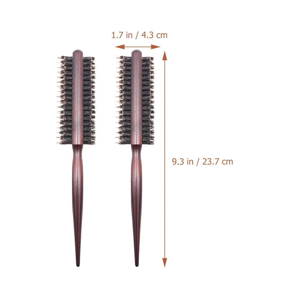 

2pcs Hair Brush for Volume Styling Curl Blow Dry Volumizing Roller Comb Smooth Wooden Handle Detangling Bristle