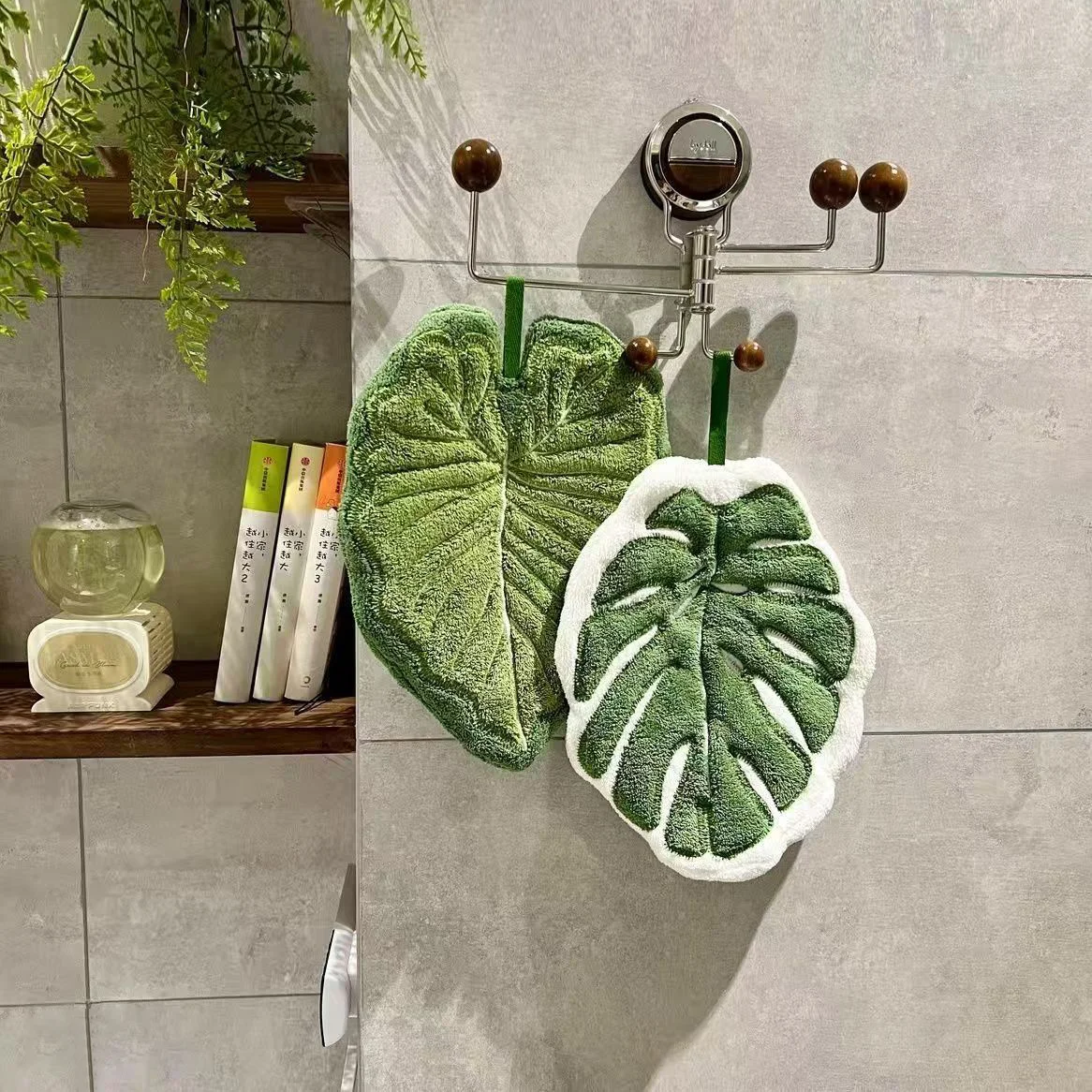 Creative Hanging Heat-Resistant Leaf Towel, Thick Absorbent Kitchen Bathroom Hand Wipes, Low Lint