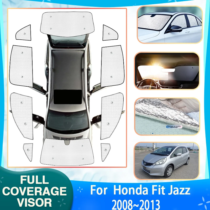 

Car Full Coverage Sunshades For Honda Fit Jazz GE6~GE9 2008~2013 Car Anti-UV Sunscreen Window Sunshade Covers Car Accessories