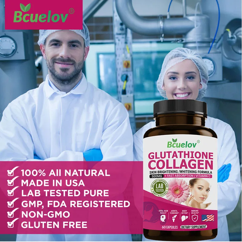 Glutathione Collagen Supplement - Supports Healthy Skin, Hair, Nails, Bones, Antioxidant