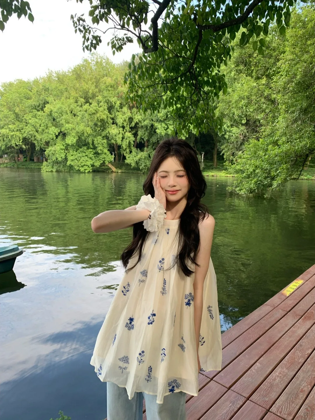 

Faionable Printed irt Women's Ele Unique Spring Summer Top Breathable Loose Fit Fabric round Neline Casual Wear