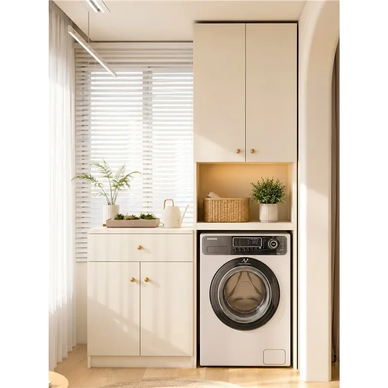 Balcony cabinet, washing machine integrated , large-capacity storage , floor-to-ceiling utility , saving ba