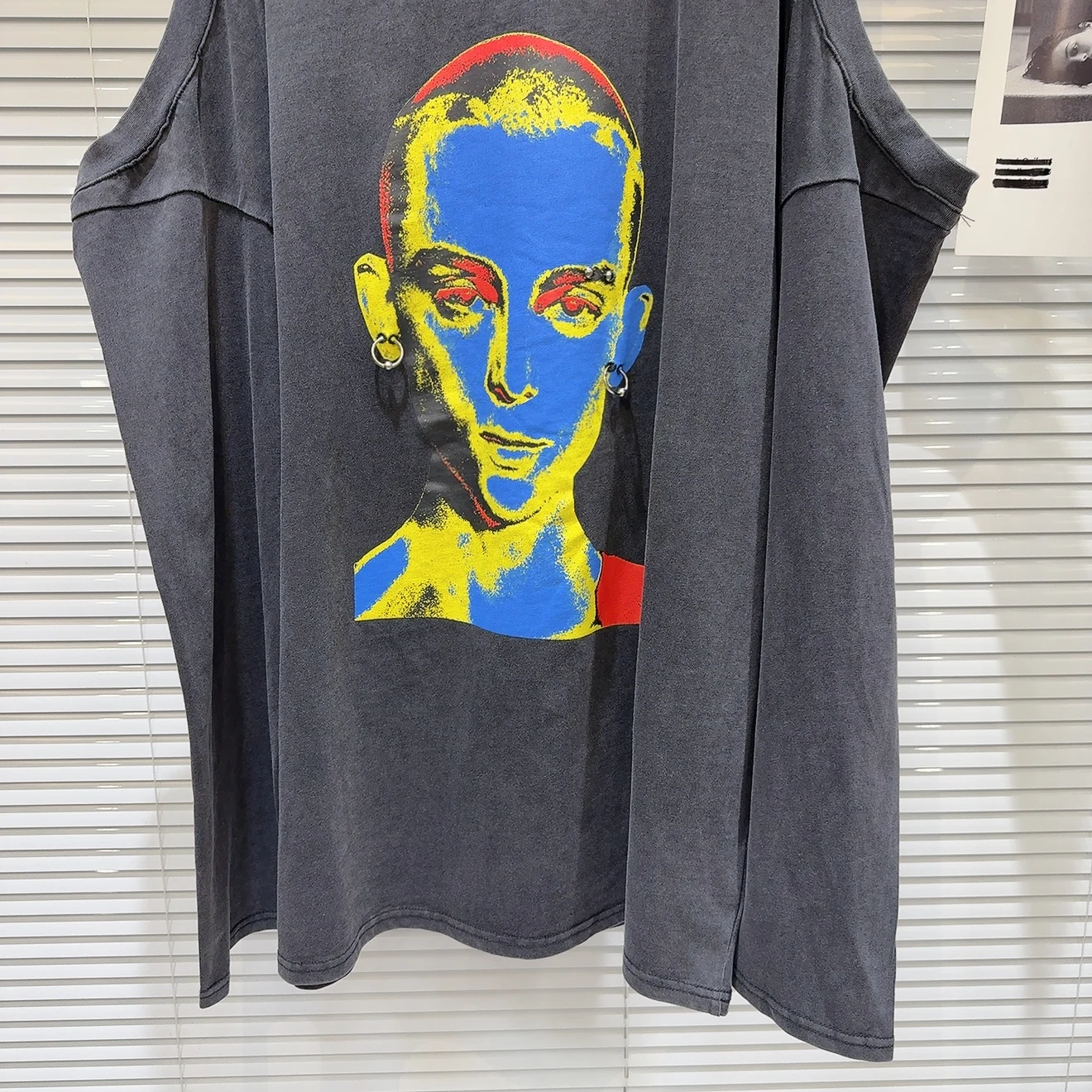 2025 ฤดูร้อนVINTAGEอเมริกันพิมพ์ปิดไหล่เสื้อแขนยาวผู้หญิงแฟชั่นอินเทรนด์