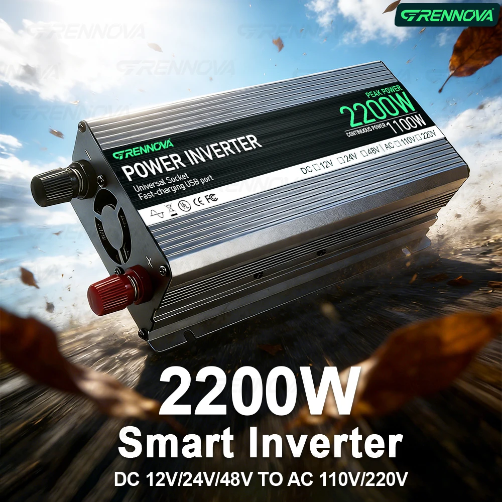 

1000W - 2200W Peak Car Inverter 650W - 1100W Rate Power DC 12V 24V 48V To 110V 220V Refrigerator Laptop Tools for Solar Off-grid