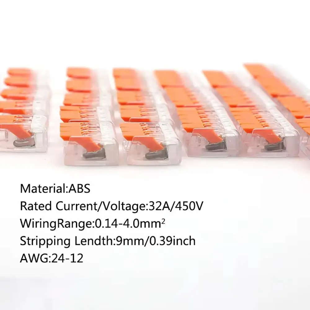 10Pcs 2/3/4/5 Pins Electrical Wire Connector AWG24-12 Push-in Quick Terminal Block Conductor Compact Splicing Universal