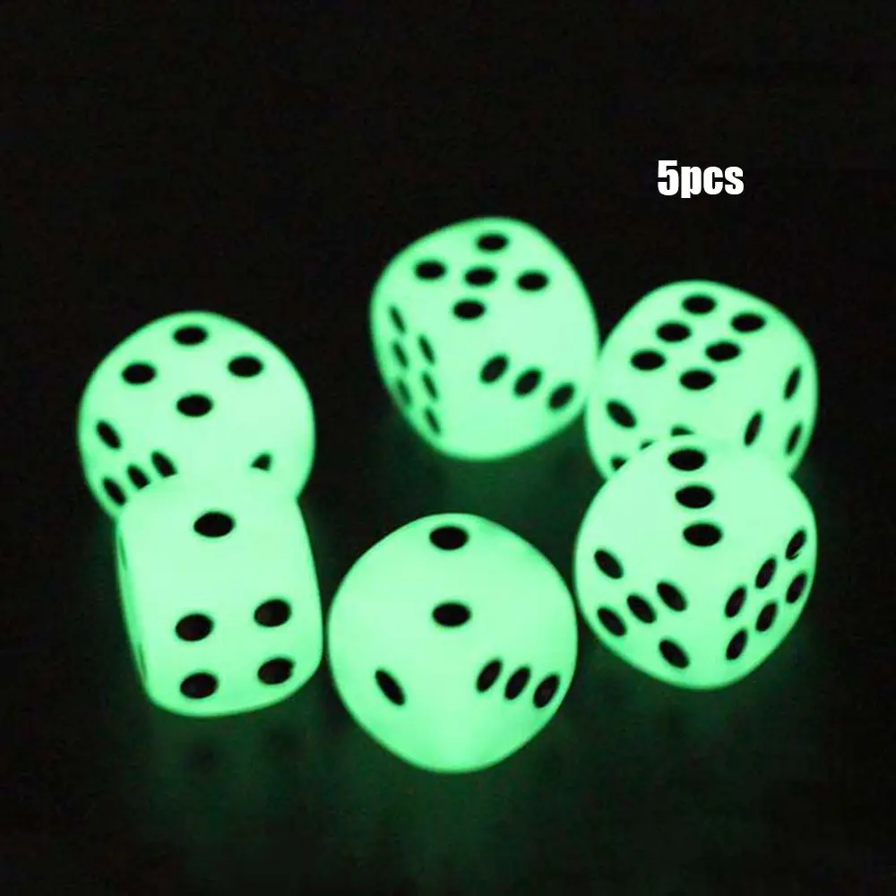 5Pcs 14mm 6 Sided Noctilucent Dice Cubes Night Light Luminous Fun Night Bar KTV Entertainment Game Dices Wholesale