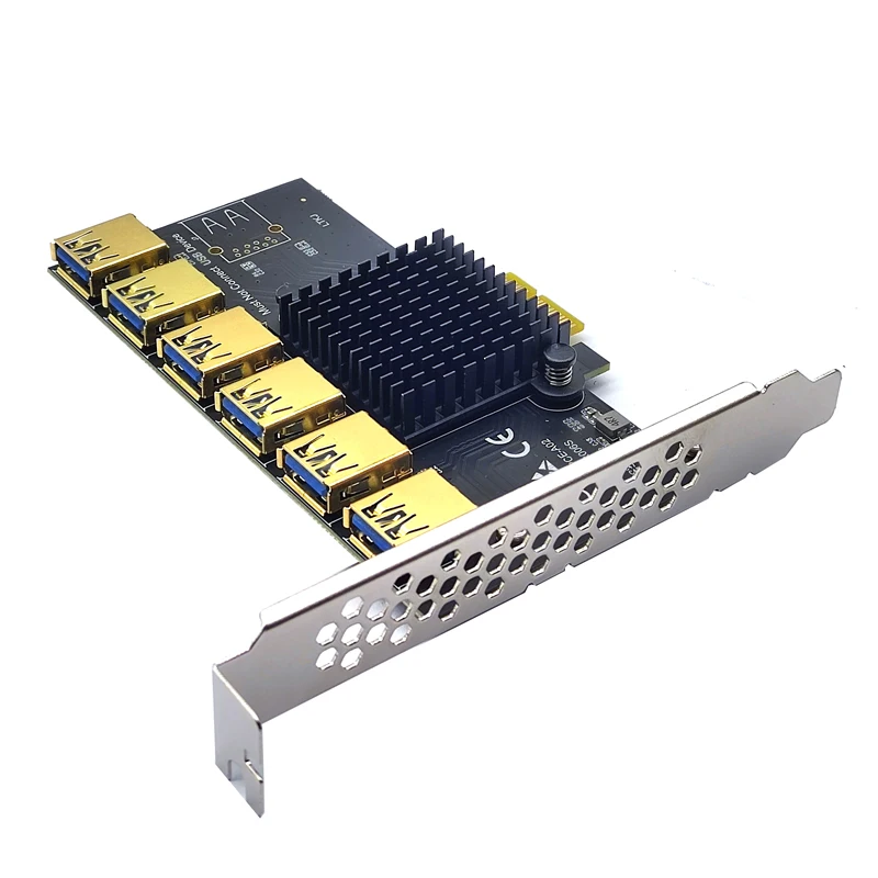 Multiplicador PCI Express PCIE 1 a 6 USB3.0 Riser Card para PCI Express X16 Riser Graphic Card ETH Bitcoin Miner Mining tarjeta adicional