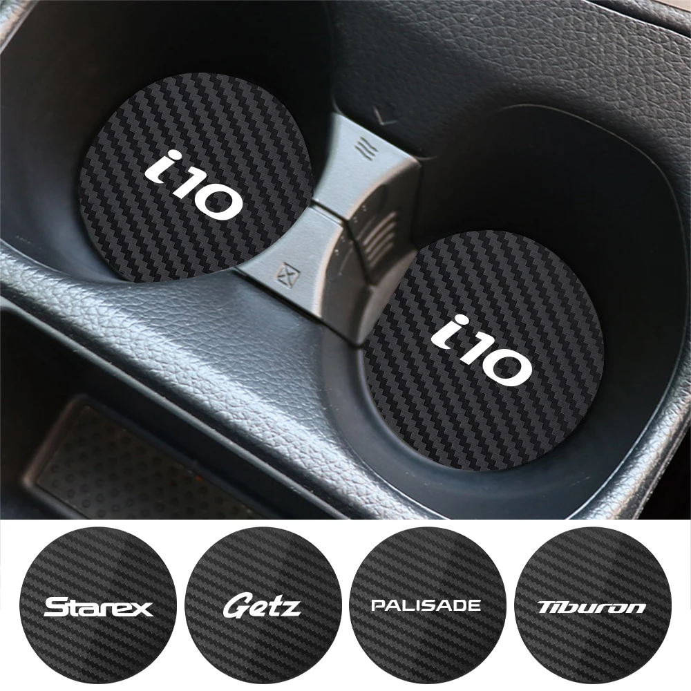 Car Cup Slot Pads Non-Slip Mat Auto Interior Accessories For Hyundai Tiburon Palisade Starex I10 I20 Grandeur Getz Venue Nexo