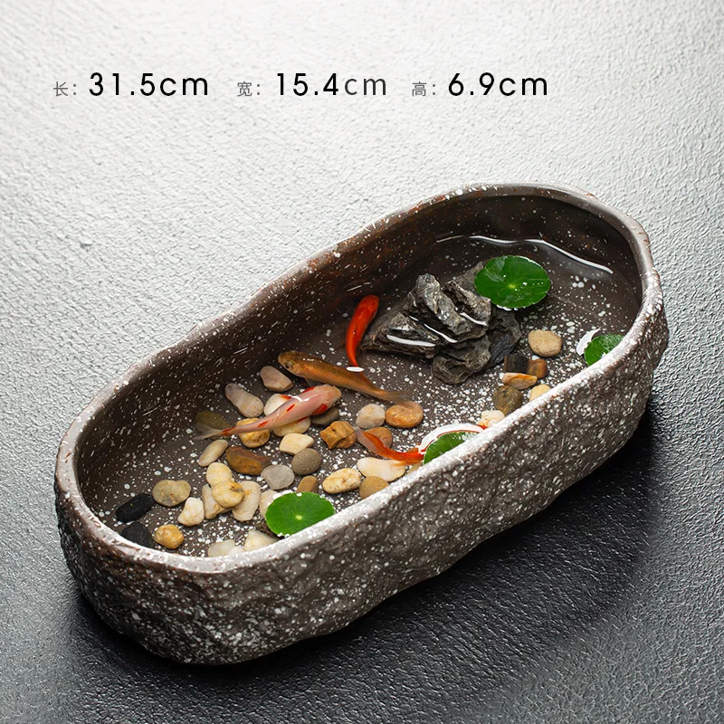 

Narcissus succulent flower pot ceramic non-porous copper money grass fish tank imitation stone large hydroponic plant pot