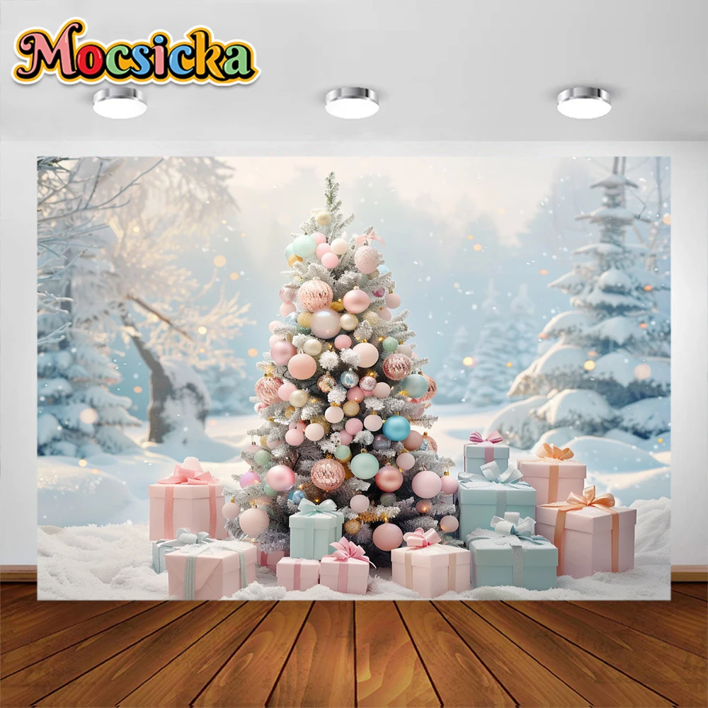 خلفيات تصوير شجرة الصنوبر للكريسماس ، خلفية صور المناظر الطبيعية الثلجية ، صورة فتاة ، صور فوتوغرافية للأطفال ، مستلزمات الاستوديو ، هدية