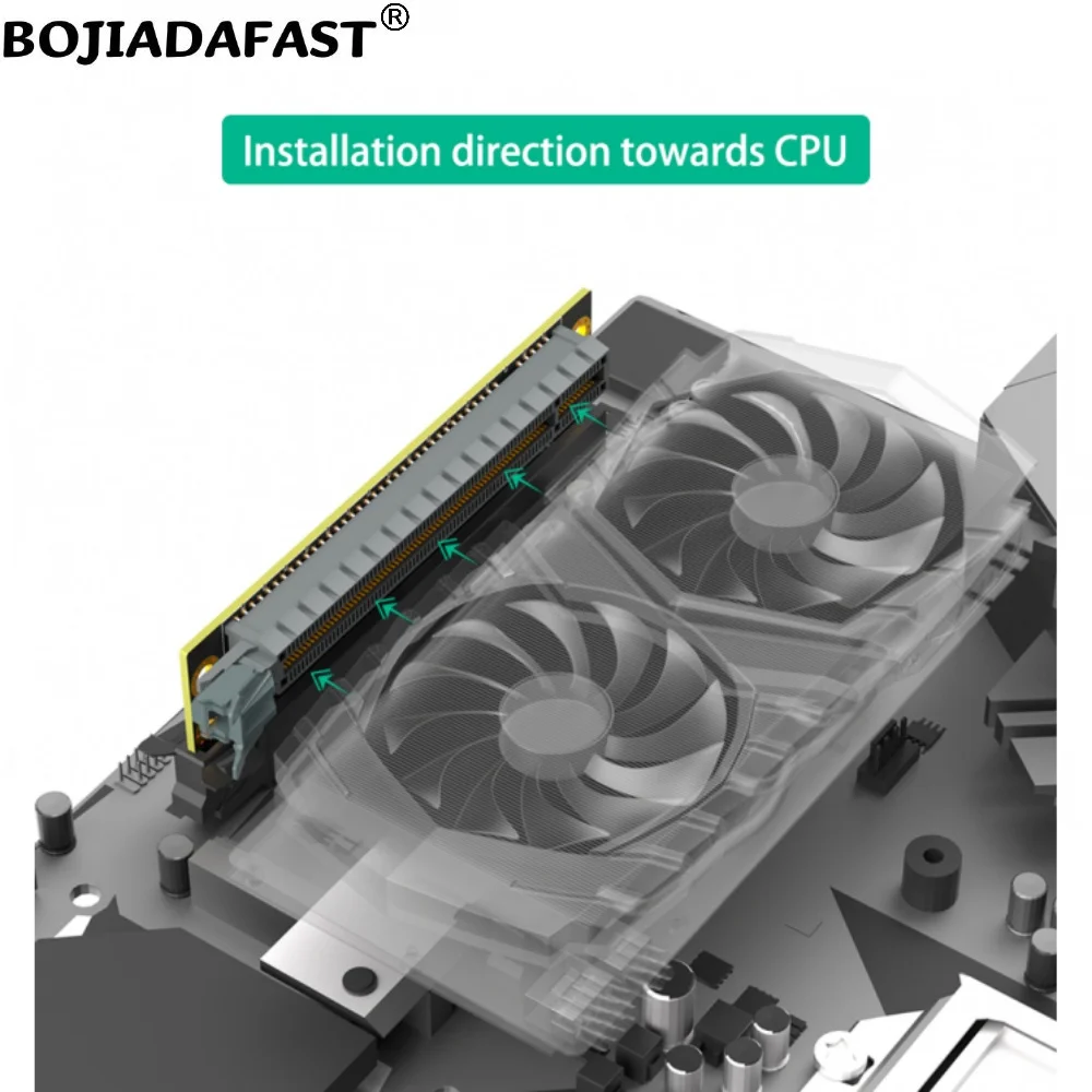 리버스 PCI 익스프레스 3.0 16X-PCI-E X16 어댑터 라이저 카드, 2U 서버 케이스 (CPU 방향 설치), 270 도