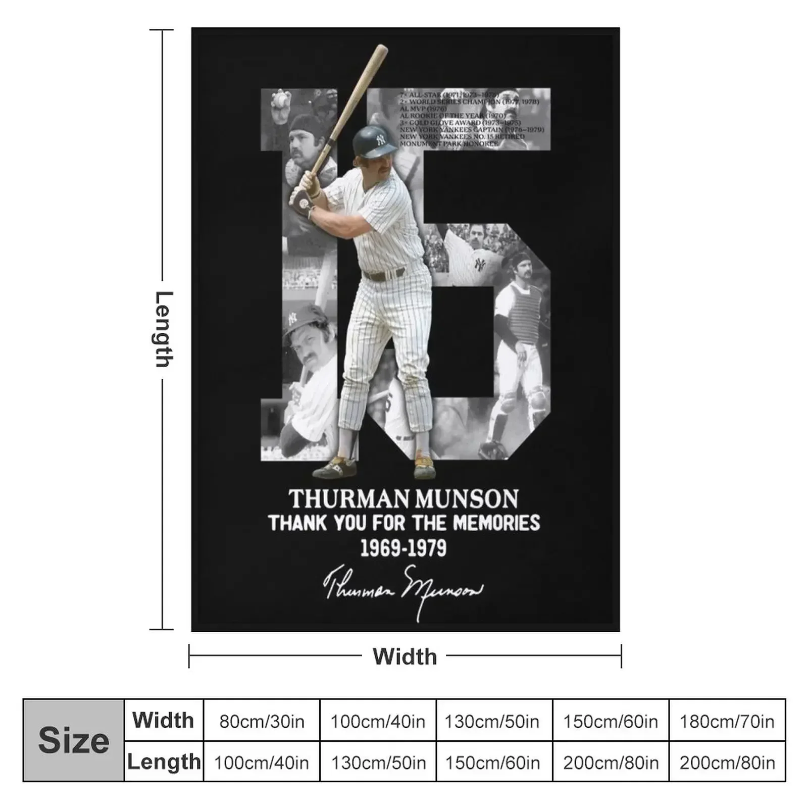 Thurman Munson Thank You For The Memories 1969 1979 Signature Throw Blanket for sofa Sleeping Bag Blankets