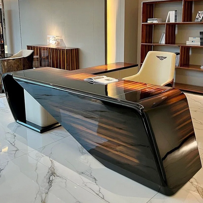 

New solid wood desk modern study writing desk light luxury president computer office Bentley high-end