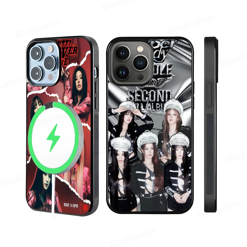 KPOP G-(G)I-DLE G-gidle Phone Case Magesafe Magnetic Wireless Charge Case For IPhone 16 11 12 13 14 15 Pro Max Plus Mini