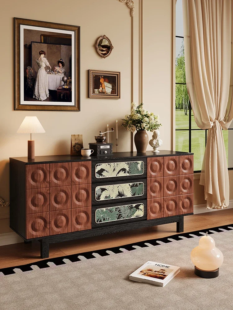 TTRetro solid wood dining side cabinet small apartment living room locker