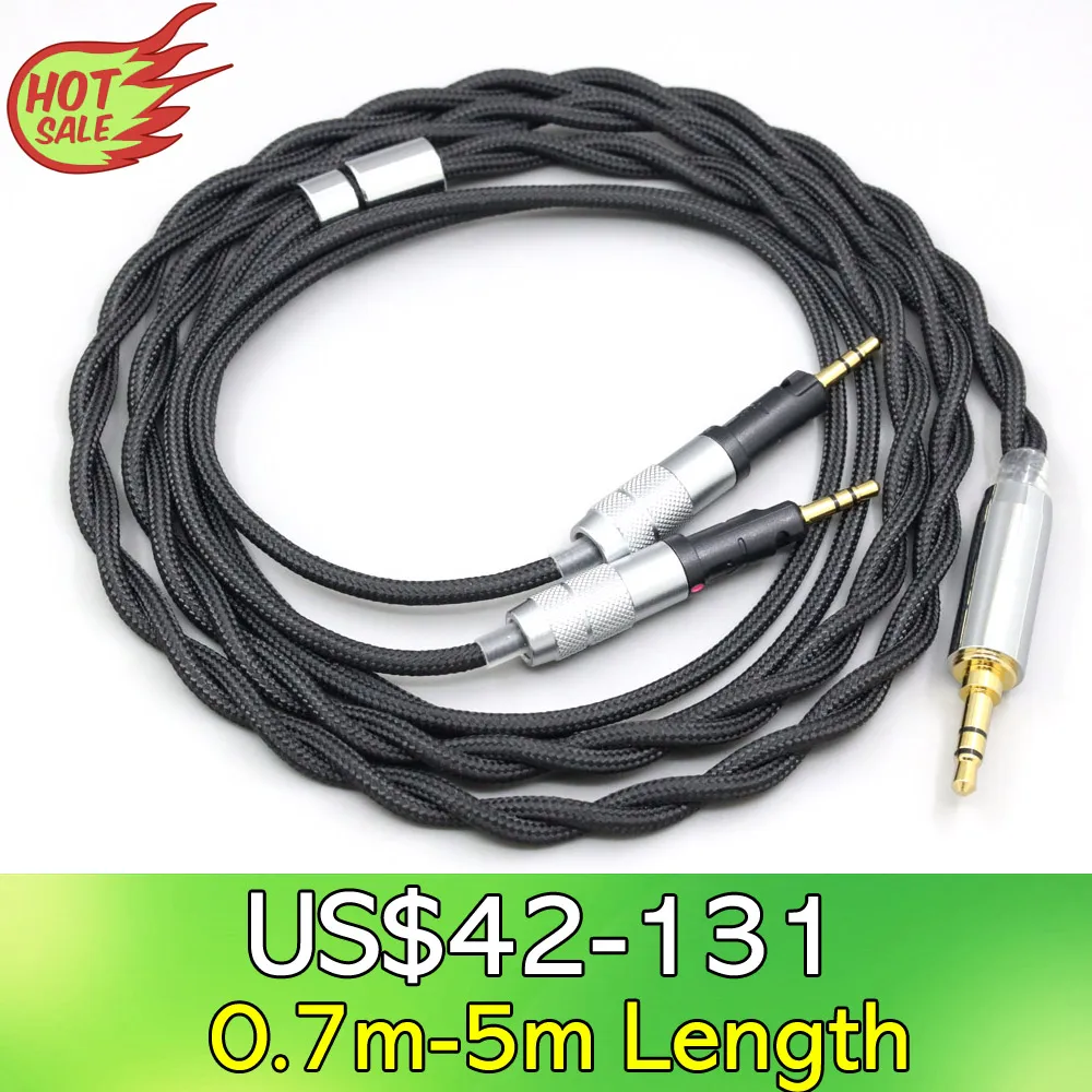 

LN008314 Nylon 99% Pure Silver Palladium Graphene Gold Shield Cable For Audio-Technica ATH-R70X headphone 2 core